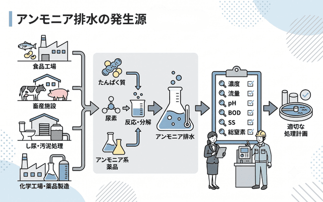 アンモニア排水が発生しやすい現場