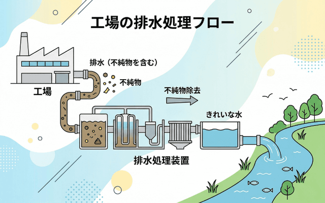 工場の排水処理フロー