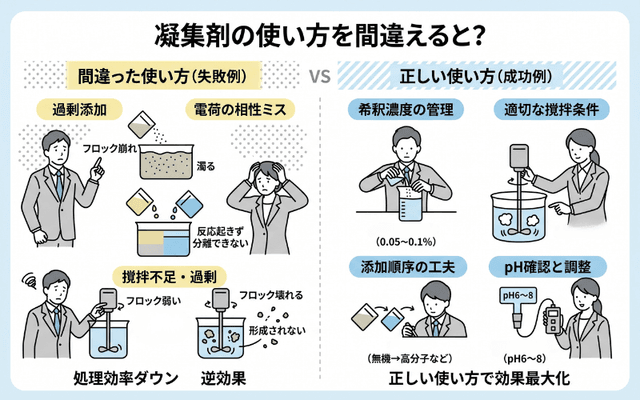 凝集剤の使い方を間違えると