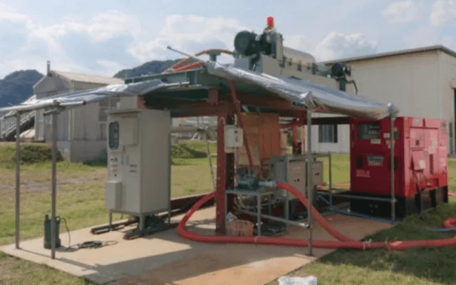 下水処理場の設備工事のため、半年間代替機として活用!コスト、産廃量ともに削減!