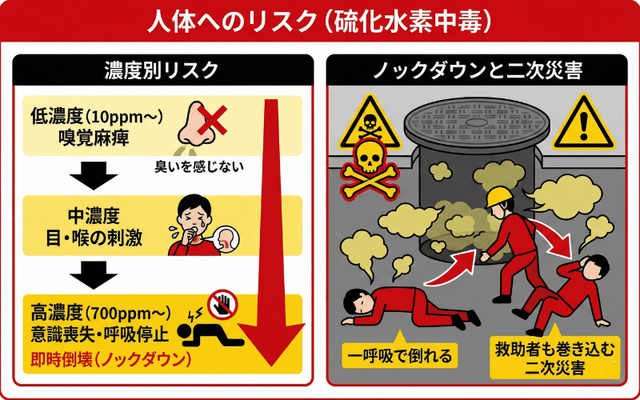 人体へのリスク(硫化水素中毒)