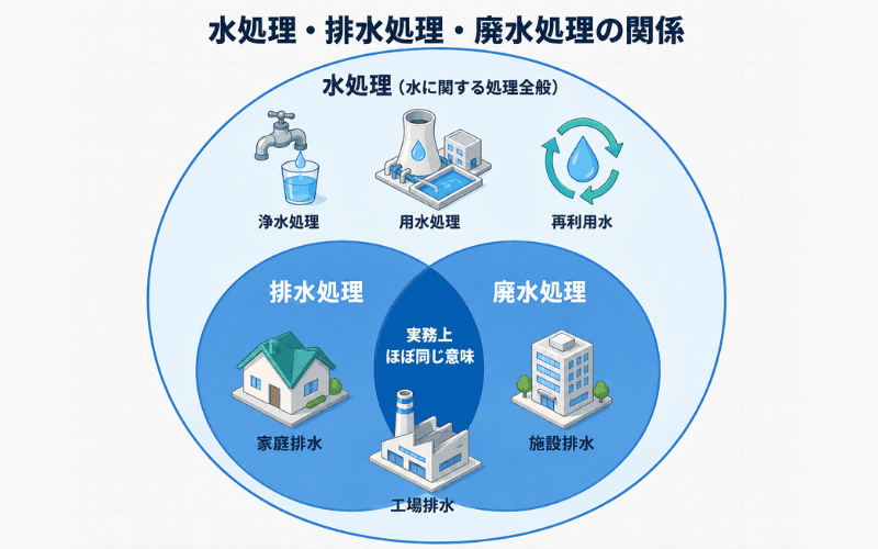 水処理・排水処理・廃水処理の関係