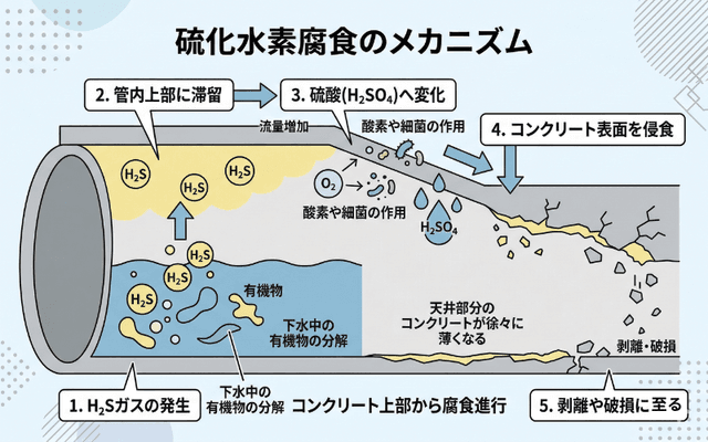 硫化水素腐食のメカニズム