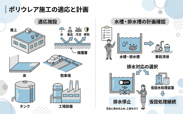 施工できる場所と向いている設備