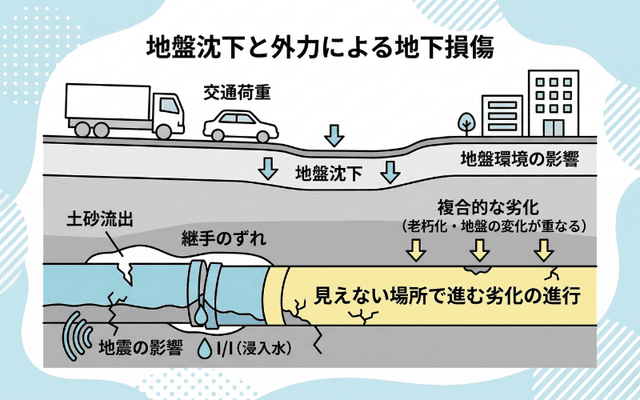 地盤沈下・外力による損傷
