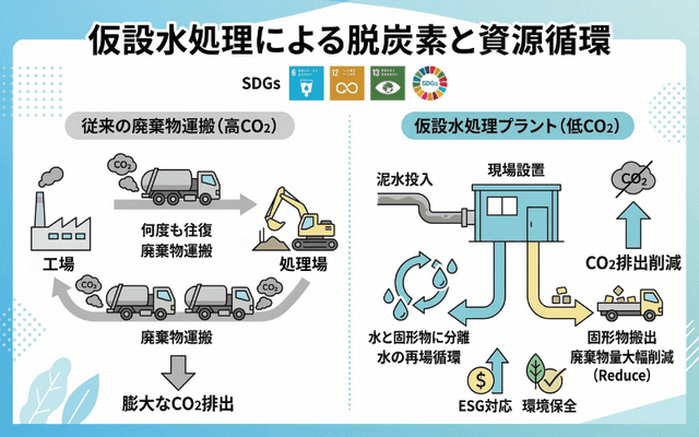 仮設水処理による脱炭素と資源循環