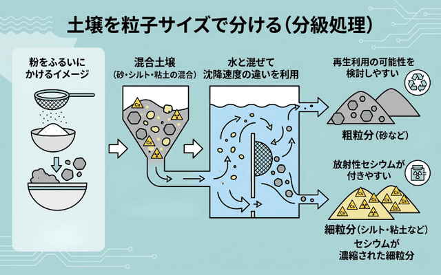 土壌を細粒分と粗粒分に分ける分級処理