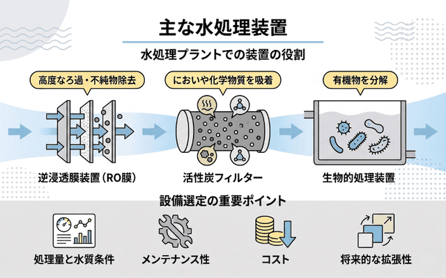 主な水処理装置の種類と特徴