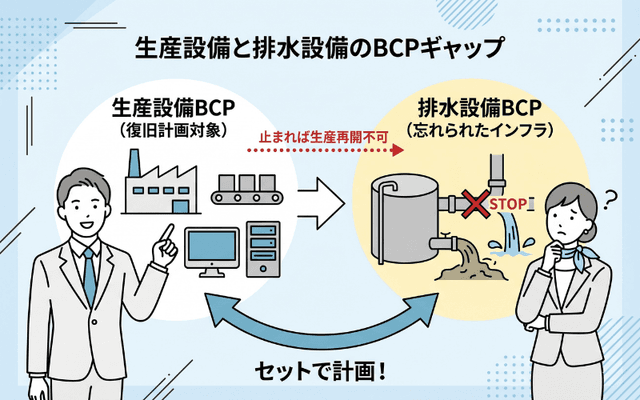 生産設備BCPと排水設備BCPのギャップ