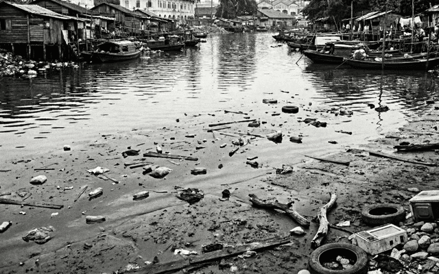 汚れた川のイメージ図