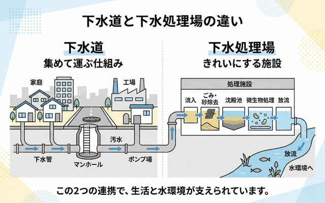 下水道と下水処理場の違い
