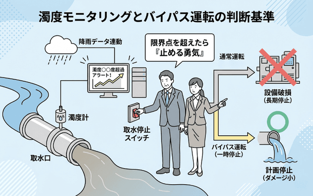 濁度モニタリングとバイパス運転の判断基準