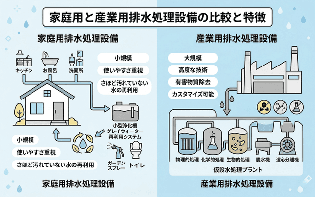 家庭用と産業用排水処理設備