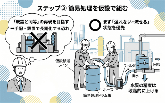 ステップ③ 簡易処理を仮設で組む