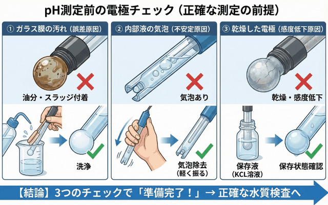 測定前の電極チェック