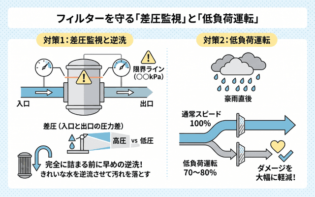 「差圧監視」と「低負荷運転」