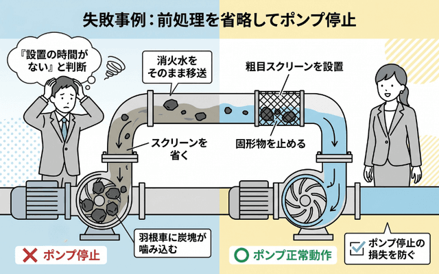 失敗② スクリーンを省いてポンプが詰まった