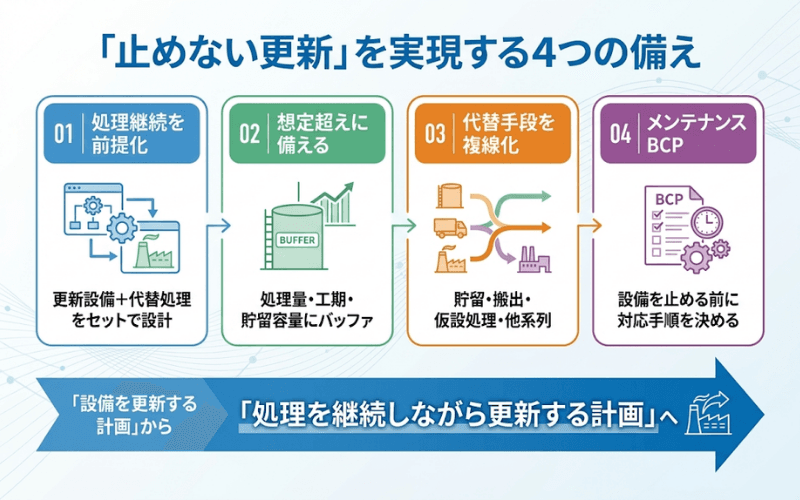 「止めない更新」を下水処理場の標準設計へ4つの提言