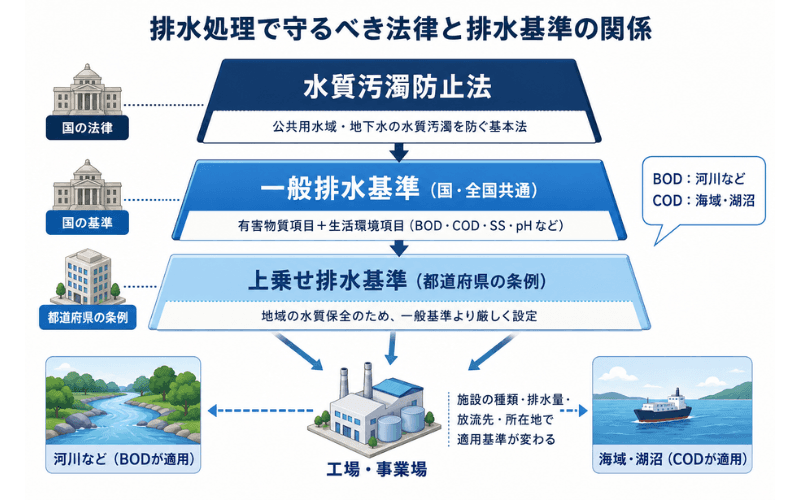 排水処理で守るべき法律と排水基準の関係