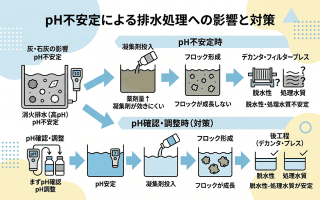 灰や石灰の影響で、pHが不安定になりやすい