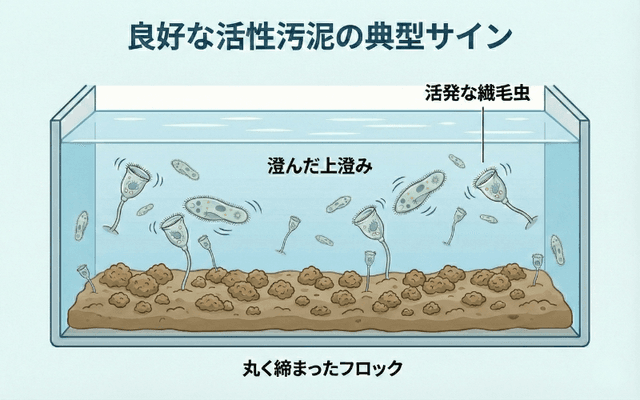 良好な活性汚泥の典型サイン