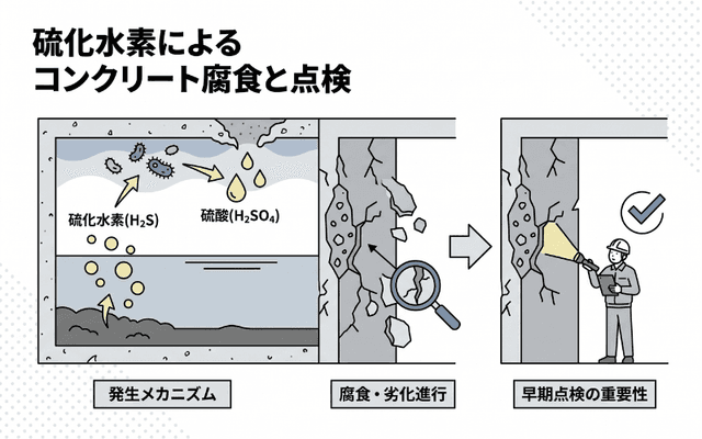 硫化水素によるコンクリート腐食