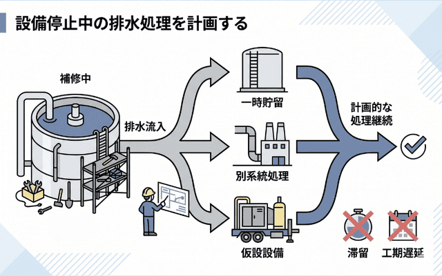 設備停止中の排水処理を決めておく