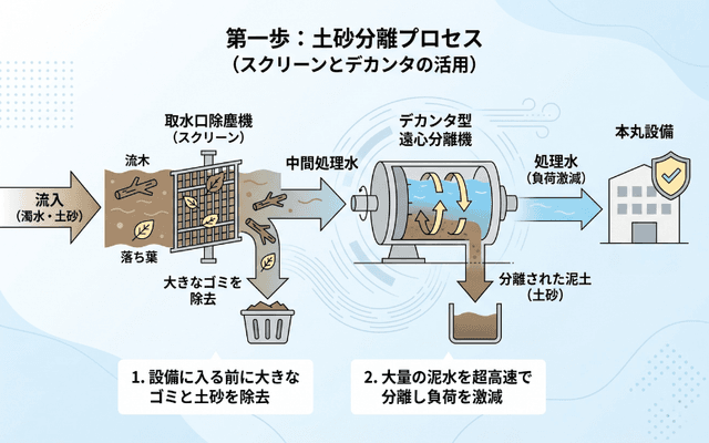 第一歩は土砂分離(スクリーンとデカンタの活用)
