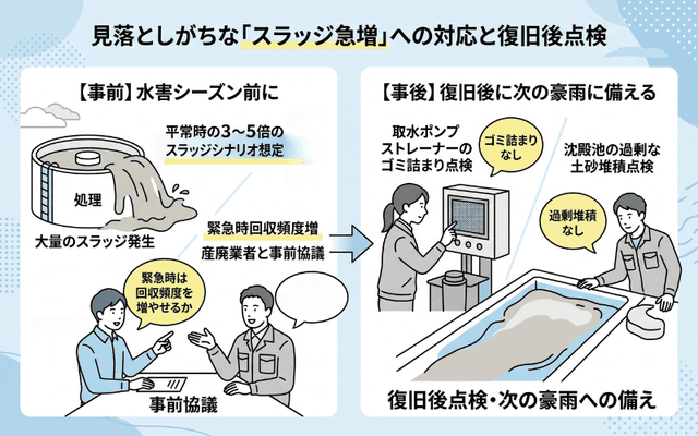 「スラッジ急増」への対応と復旧後点検
