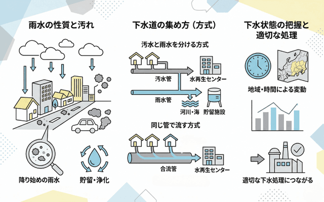 雨水との違いと、下水道の集め方