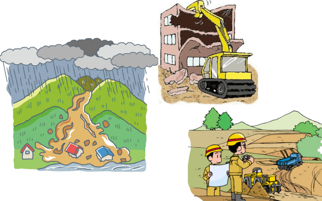 土砂 豪雨 現場 農業 イラスト