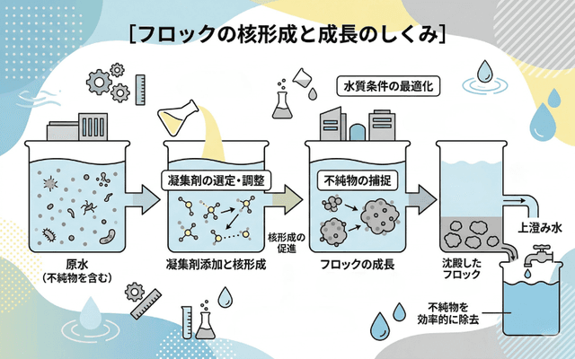 フロック核形成と成長